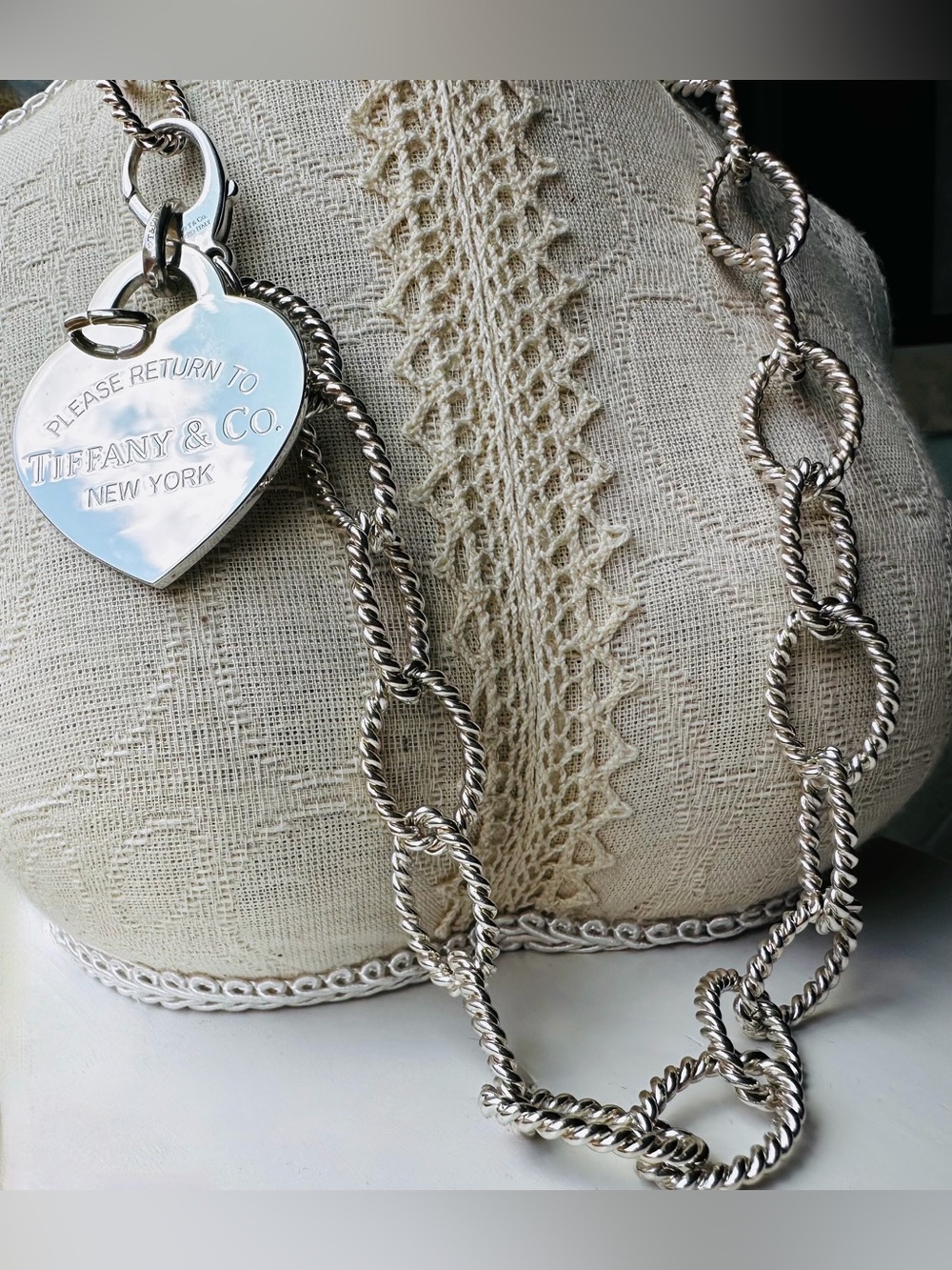 Tiffany & Co. Twist Oval Link Chain Necklace, Silver, 18.5 inch